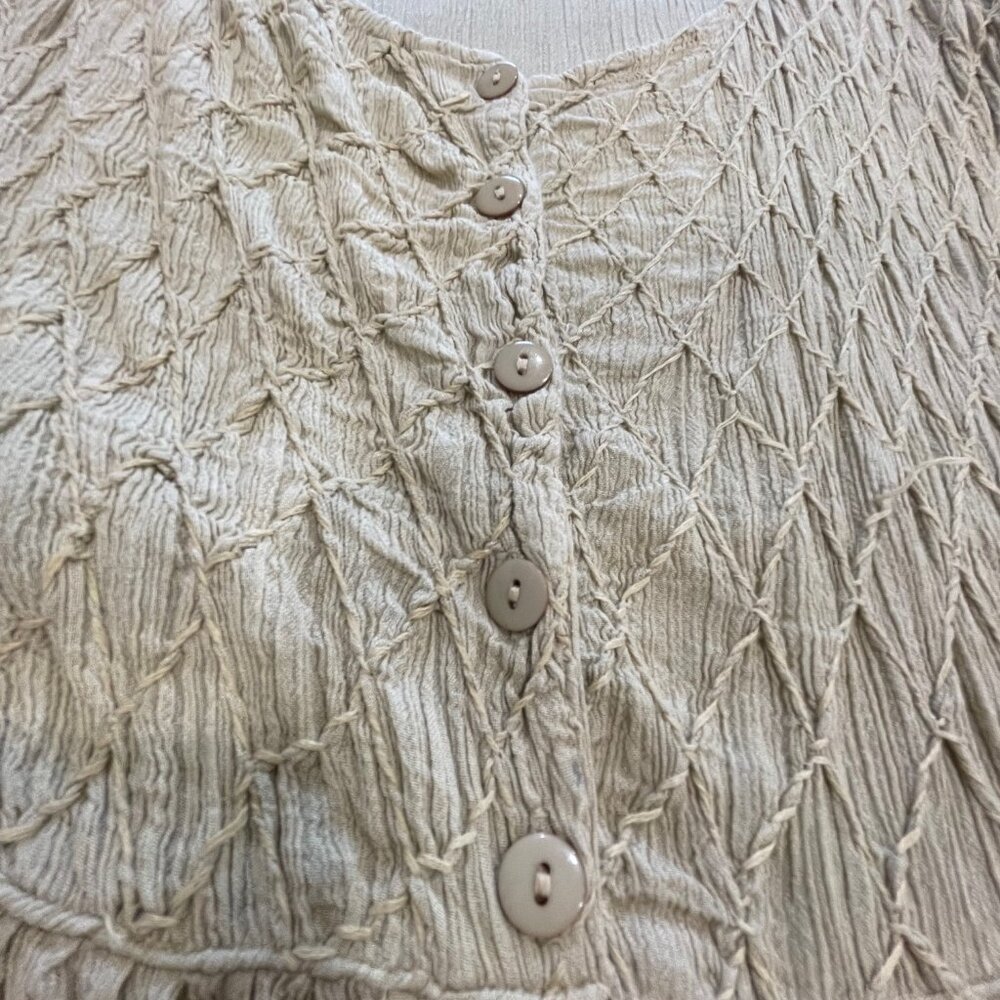 Expressions Tan Boho Maxi Dress Flowy Summer Cottagecore Dress - Size 1X - Picture 8 of 13